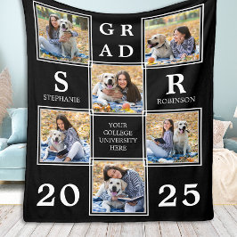 卒業後のパーソナライズされた写ユニーク真コラージュ フリースブランケット