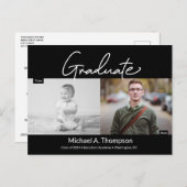 卒業後の男性の脚本と現在の卒業写真 案内ポストカード (正面/裏面)