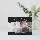 卒業後の男性の脚本と現在の卒業写真 案内ポストカード (スタンド正面)