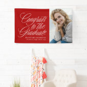 卒業後の赤い写真卒業へのおめでとう 横断幕 (インサイチュ)