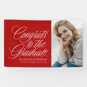 卒業後の赤い写真卒業へのおめでとう 横断幕 (横)