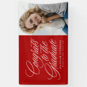 卒業後の赤い写真卒業へのおめでとう 横断幕 (縦)