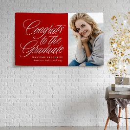 卒業後の赤い写真卒業へのおめでとう 横断幕