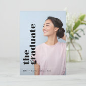 卒業後の黒はっきりした文字2枚の写真卒業 案内状 (スタンド正面)