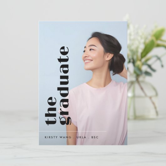 卒業後の黒はっきりした文字2枚の写真卒業 案内状 (スタンド正面)