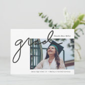 卒業後の黒写真モダン卒業 案内状 (スタンド正面)