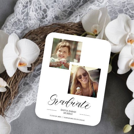 卒業後は卒業2枚の写真カスタムスクリプト マグネット