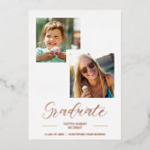 卒業後は卒業2枚の写真カスタムスクリプト 箔招待状 (正面)