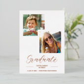卒業後は卒業2枚の写真カスタムスクリプト 箔招待状 (立ち正面)
