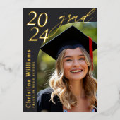 卒業後モダンのエレガント写真卒業 箔招待状 (正面)