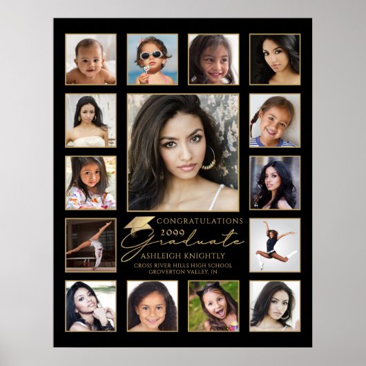 卒業後15写真丁取手書きスクリプトキャップ ポスター (正面)