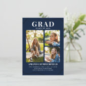 卒業後3写真コラージュ海軍ブルー卒業パーティー 招待状 (スタンド正面)