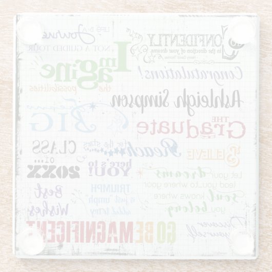 卒業感動的引用文パーソナライズされた ガラスコースター (裏面)