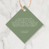 卒業感謝していパンパモダンスのセージ・グリーン フェイバータグ (裏面)