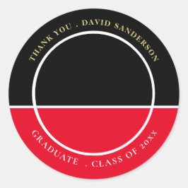 卒業感謝してい名写真年黒赤卒業 ラウンドシール