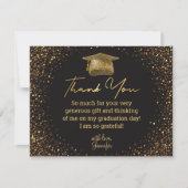 卒業感謝してい黒い黄金のグリッター輝く カード (正面)