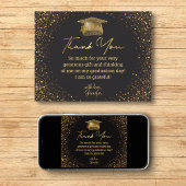 卒業感謝してい黒い黄金のグリッター輝く カード