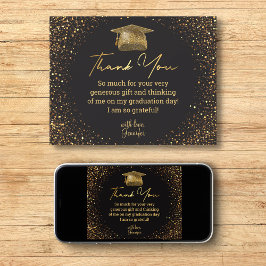 卒業感謝してい黒い黄金のグリッター輝く カード