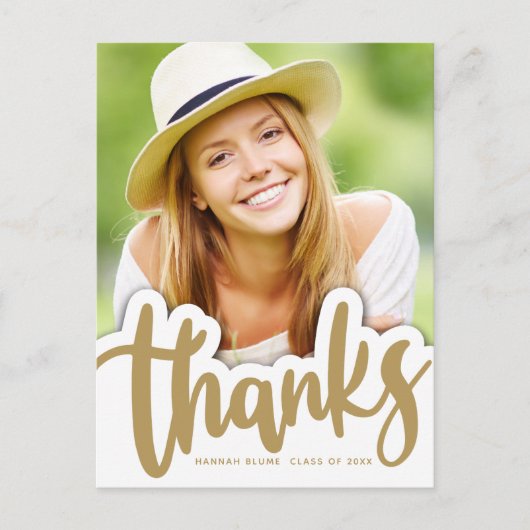 卒業感謝してい |写真の上に手書きデザイン ポストカード (正面)