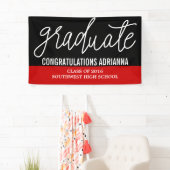 卒業手書きのお祝い黒赤 横断幕 (インサイチュ)