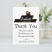 卒業手書き白黒スクロ感謝していー サンキューカード (スタンド正面)