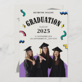 卒業招モダン待の告知2025 招待状 (正面/裏面)