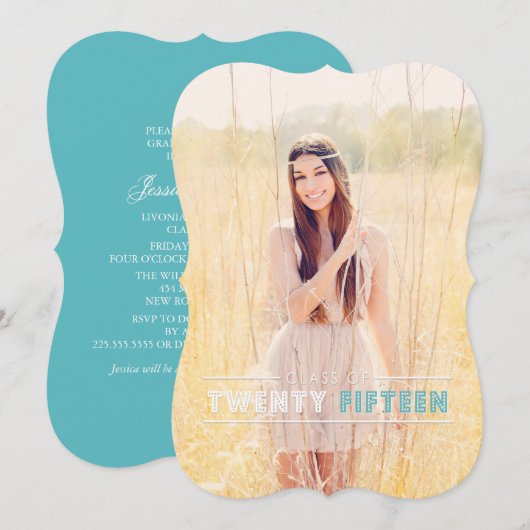 卒業招モダン待 招待状 (正面/裏面)