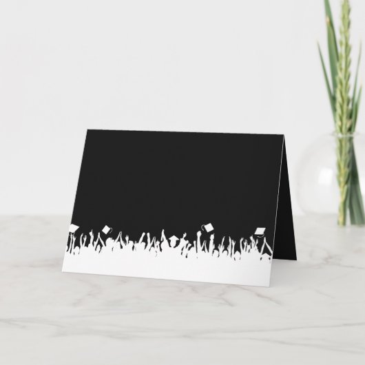 卒業招待状あなたの写真シルエットの群衆 招待状 (裏面)