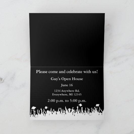 卒業招待状あなたの写真シルエットの群衆 招待状 (内部)