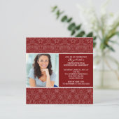 卒業招待状とフォトレッドダマスク 招待状 (スタンド正面)