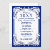 卒業招待状のクラス青い白 招待状 (正面/裏面)