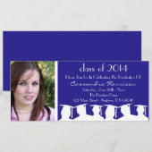 卒業招待状のクラス（青いシルエット） 招待状 (正面/裏面)