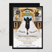 卒業招待状アフリカ系アメリカ人アナウンス 招待状 (正面/裏面)