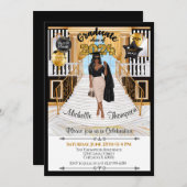 卒業招待状アフリカ系アメリカ人アナウンス 招待状 (正面/裏面)