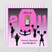 卒業招待状チアリーダーXCP194ピンク 招待状 (正面/裏面)