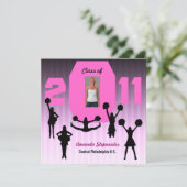 卒業招待状チアリーダーXCP194ピンク 招待状 (スタンド正面)
