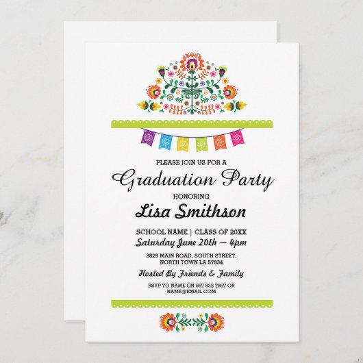 卒業招待状パーティーフィエスタメキシコ招待状 招待状 (正面/裏面)
