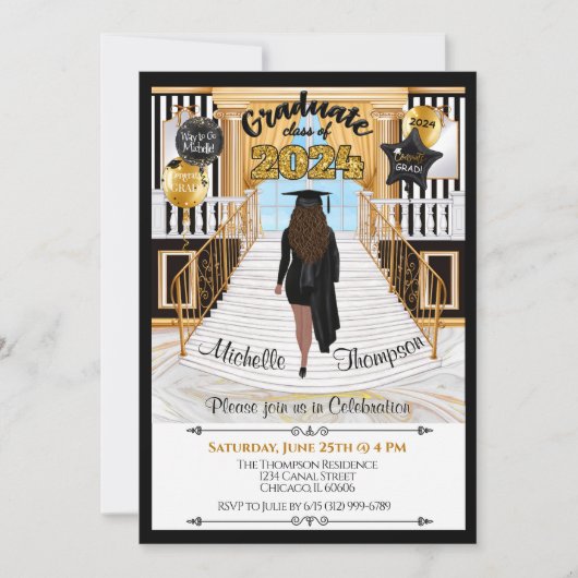 卒業招待状ヒスパニック中皮調 招待状 (正面)