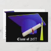 卒業招待状ブルーキャップ 招待状 (正面/裏面)