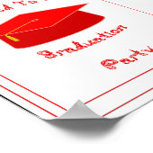 卒業招待状レッドキャップ印刷可能 ポスター (角)
