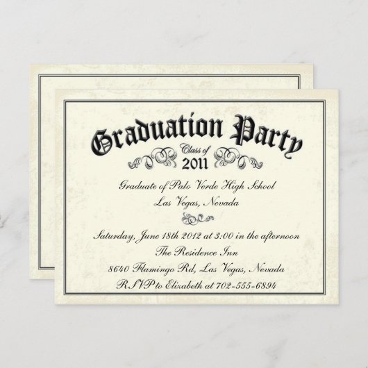 卒業招待状卒業証書スタイル インビテーションポストカード (正面/裏面)