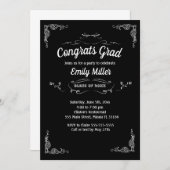 卒業招待状白黒チャルクボード 招待状 (正面/裏面)