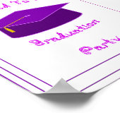 卒業招待状紫キャップ印刷可能 ポスター (角)