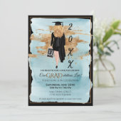 卒業招待状色白ブロンド 招待状 (スタンド正面)