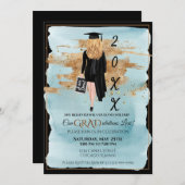 卒業招待状色白ブロンド 招待状 (正面/裏面)