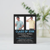 卒業招待状追加2イメージ黒青 招待状 (スタンド正面)