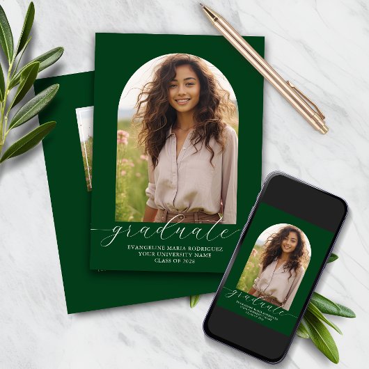 卒業招待状2写真アーチグリーン 招待状