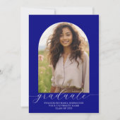 卒業招待状2写真アーチネイビー 招待状 (正面)