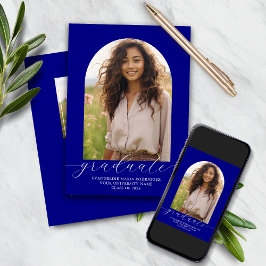 卒業招待状2写真アーチネイビー 招待状