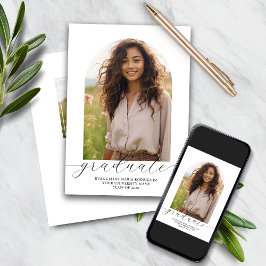 卒業招待状2写真アーチホワイト 招待状